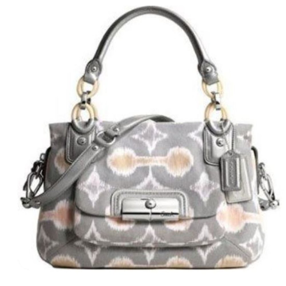Coach Gray and Cream Shoulder Bag